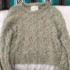 Jessica Simpson Green Multicolored Knit Cropped Sweater Size S